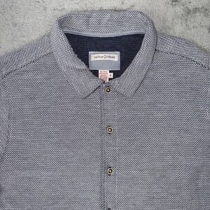 Carbon 2 Cobalt Shirt Adult Medium Grey Knit Button Up‎ Short Sleeve Casual Mens